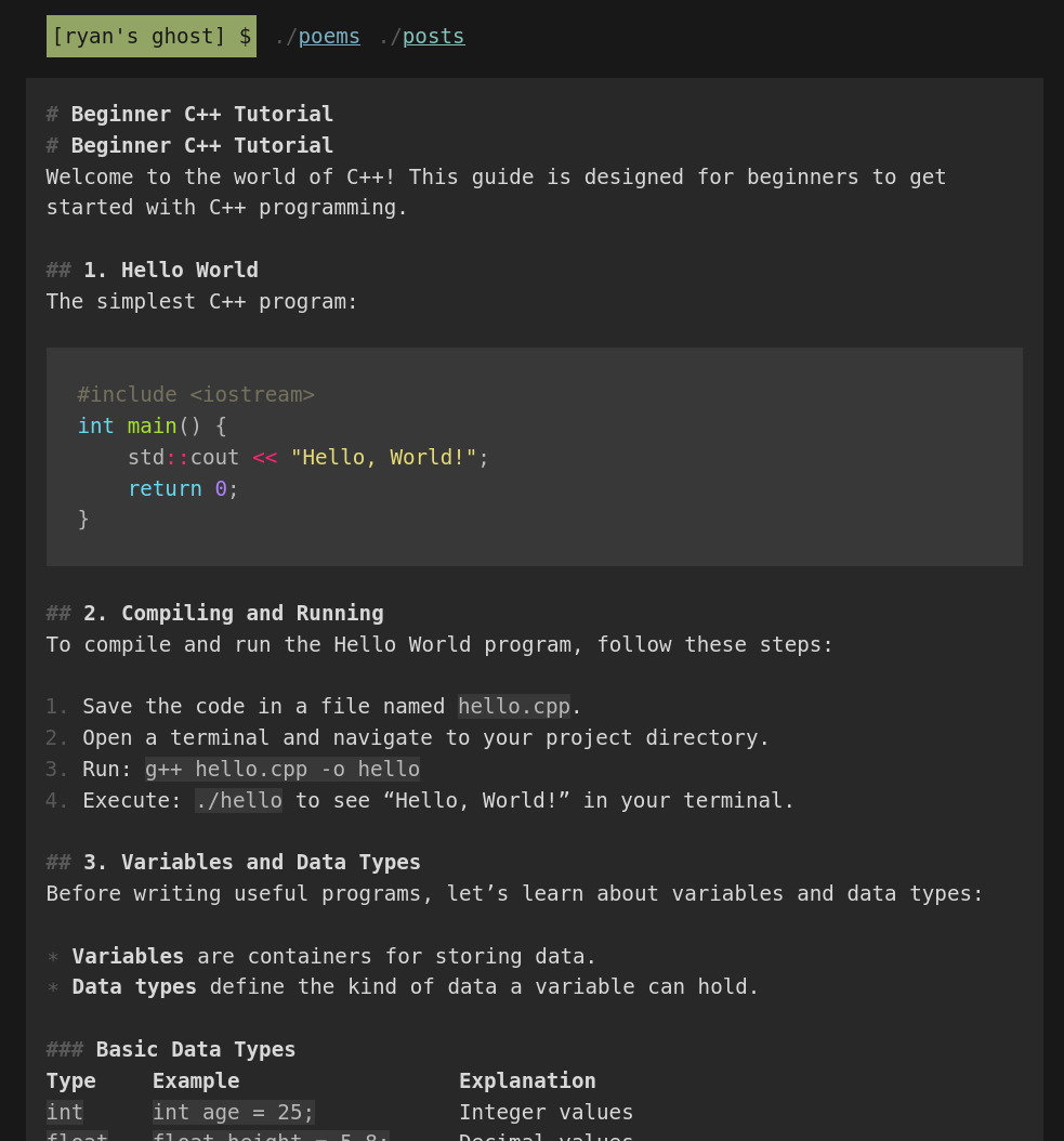 A C++ Tutorial written entirely by qwen3:4b
