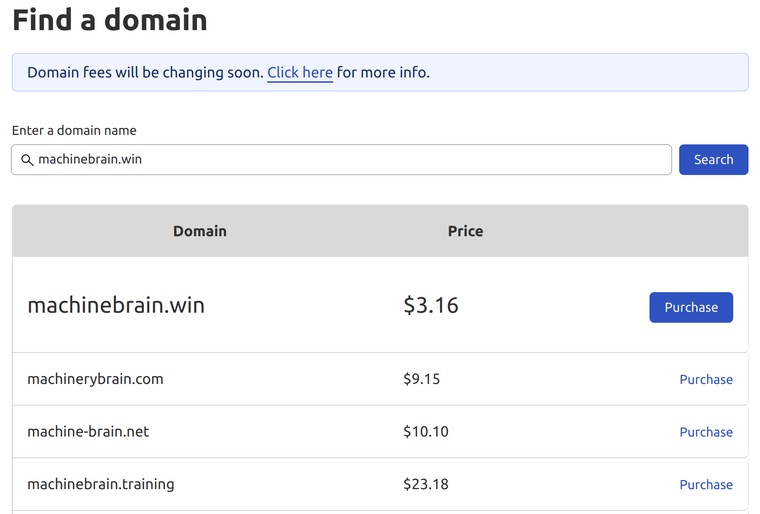 The first page of Cloudflare’s domain registration wizard