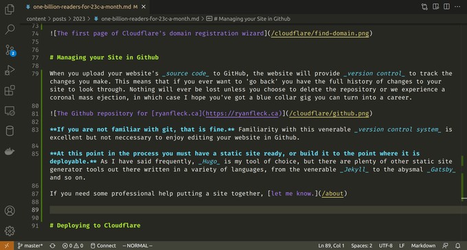 Editing the markdown file for this article in a text editor