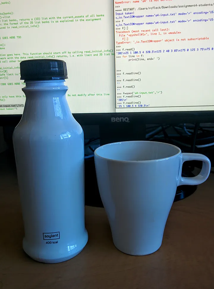 Coffee and Soylent.