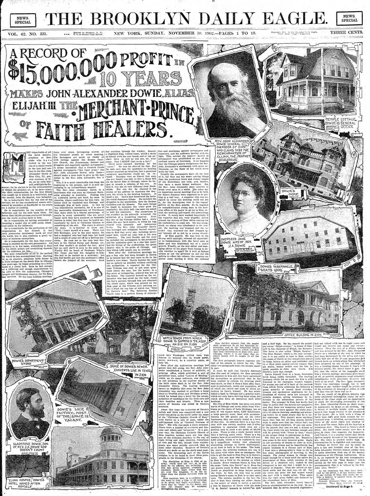 Front page of the ‘Brooklyn Daily Eagle’ - Nov. 30, 1902 - william-branham.org 